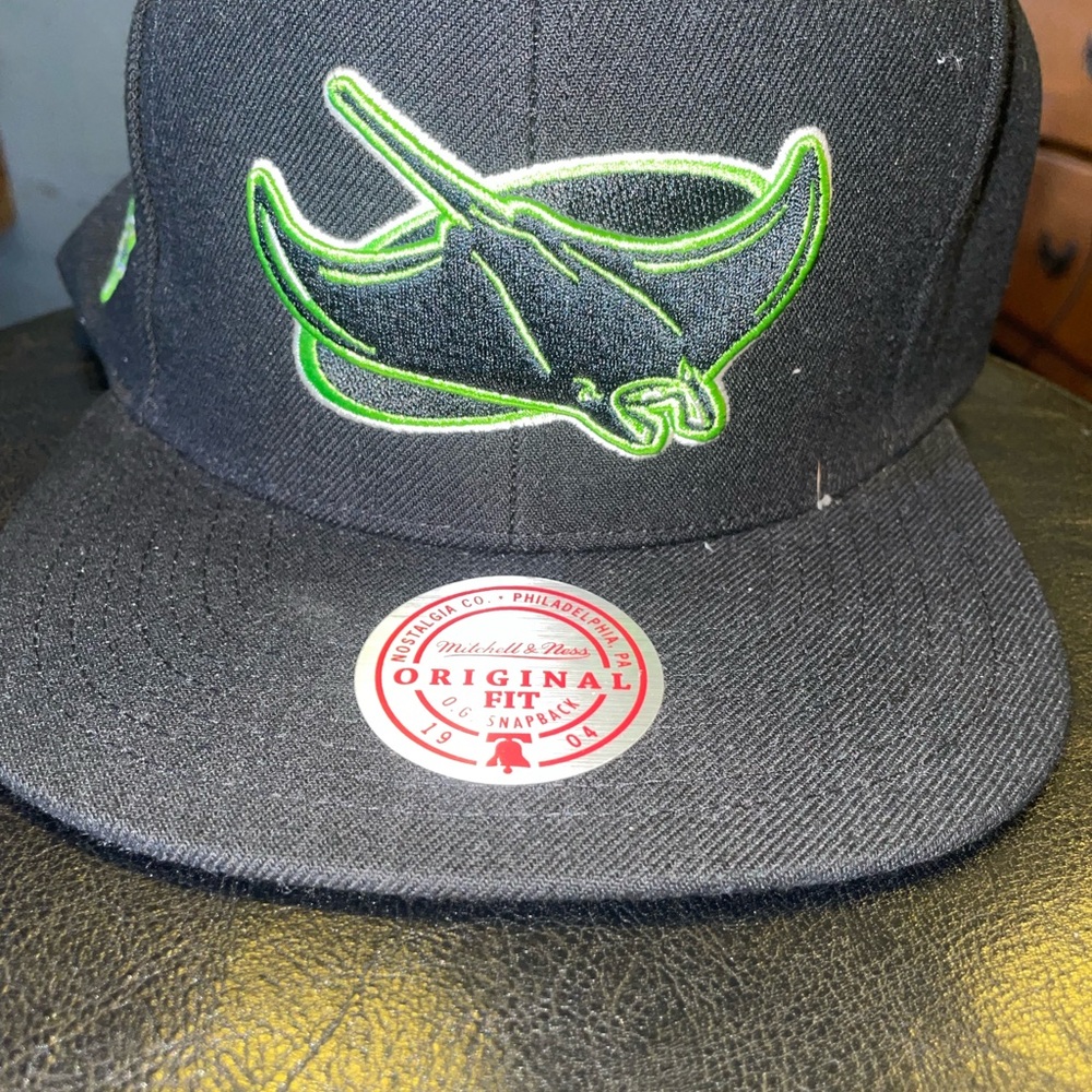 Mitchell & Ness Black and Green Snapback Hat